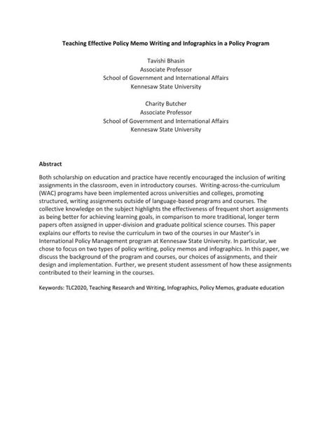 Teaching Effective Policy Memo Writing and Infographics in a Policy Program | Political Science ...