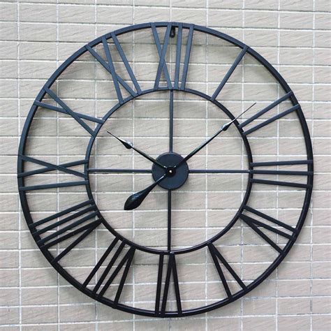 LARGE OUTDOOR GARDEN WALL CLOCK BIG ROMAN NUMERALS GIANT OPEN METAL 40,60,78cm | eBay