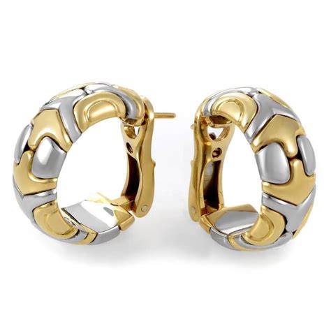 Bulgari Alveare Stainless Steel Gold Earrings at 1stDibs