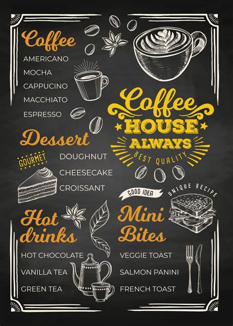 'Coffee house blackboard' Poster, picture, metal print, paint by Moon Calendar Studio | Displate ...