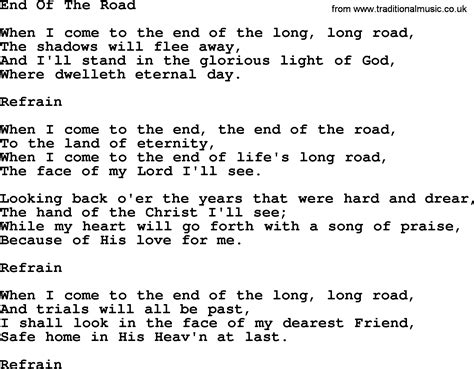 Catholic Hymns, Song: End Of The Road - lyrics and PDF