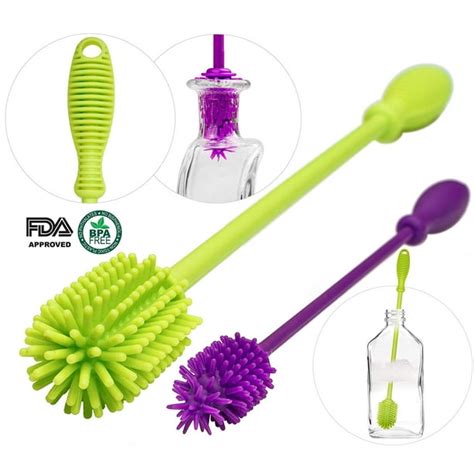 A-BRUSH 2 pcs set Silicone Bottle Brushes BPA Free - Bottle Washer FDA ...