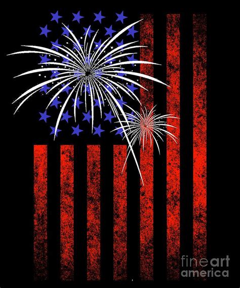 American Flag with Fireworks Digital Art by Beth Scannell - Pixels