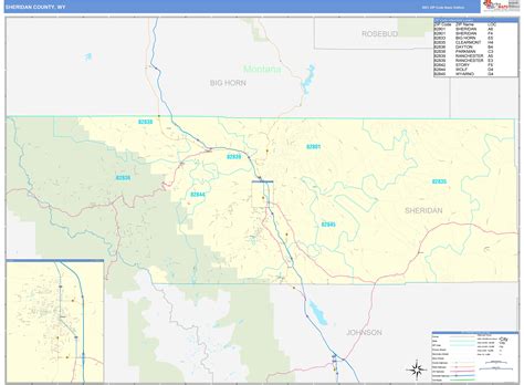 Sheridan County, WY Zip Code Wall Map Basic Style by MarketMAPS - MapSales