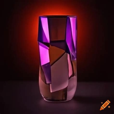 Dramatic lighting on a cubist glass vase on Craiyon