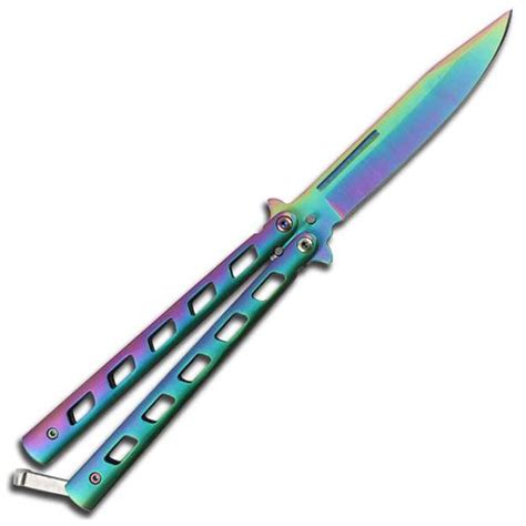 Titanium Finish Butterfly Knife - Rainbow Weapons - Balisongs | Karatemart.com