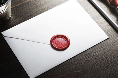 Mockup Showing Logo on Wax Sealed Envelope on Wooden Table Free ...