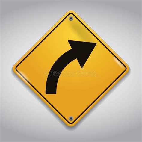 Right Curve Road And Right Turn Road Sign Stock Illustration ...