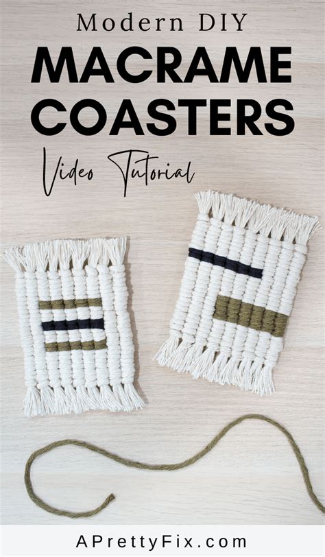 Modern, Minimal DIY Macrame Coasters (Video Tutorial) - A Pretty Fix