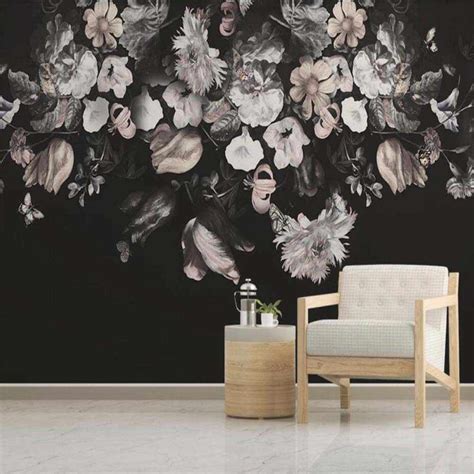 Black and White Floral Wallpaper Wall ... | Wallpaper designs for walls ...