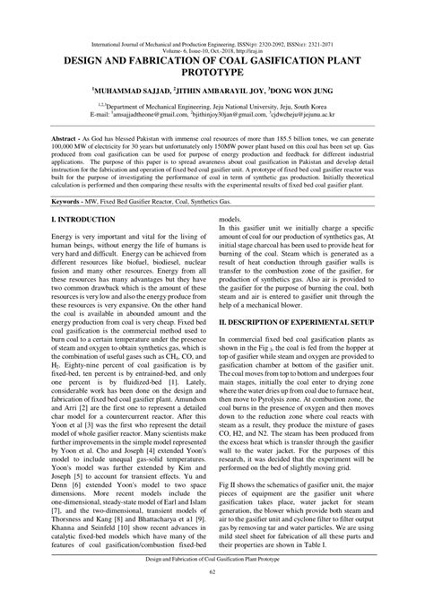 (PDF) DESIGN AND FABRICATION OF COAL GASIFICATION PLANT PROTOTYPE