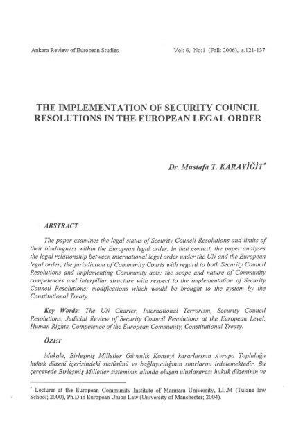 the implementation of security council resolutions in the european ...