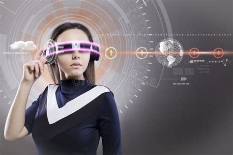 Woman with smart glasses stock photo. Image of star - 148610114