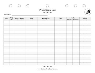 This printable props list enumerates each prop by scene and who uses it ...