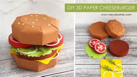 DIY 3D Paper Cheeseburger | Paper toy design, Paper craft diy projects ...