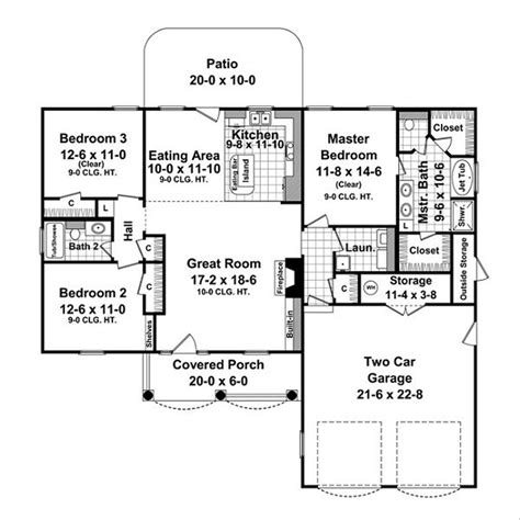 Traditional Style House Plan - 3 Beds 2 Baths 1500 Sq/Ft Plan #21-215 ...