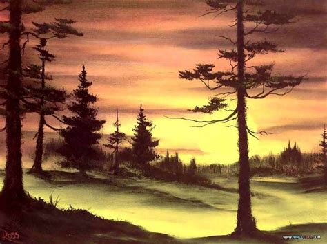 Bob Ross - Evergreens At Sunset | Art/ Bob Ross | Pinterest