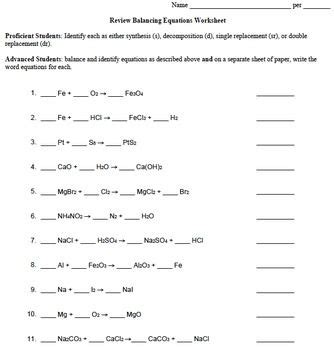 Law Of Conservation Of Mass Worksheet Chemistry Answers - Studying Worksheets