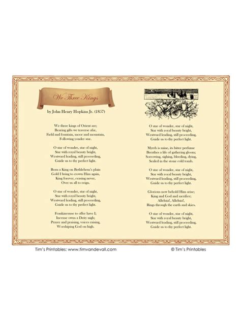 We Three Kings Lyrics Sheet - Tim's Printables