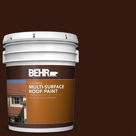 BEHR 5 gal. #RP-20 Bark Brown Flat Multi-Surface Exterior Roof Paint-06605 - The Home Depot