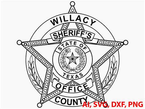 Texas State Willacy County Sheriff Badge, Logo, Seal, Custom, Ai ...