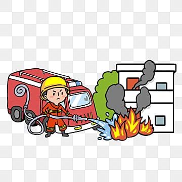 Extinguish Fire Clipart PNG Images, Firefighter Extinguishing Fire Safety Illustration, Fire ...