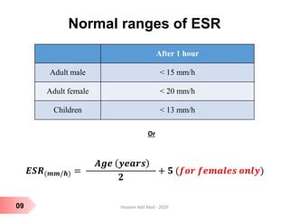 Erythrocyte Sedimentation Rate (ESR) | PPT