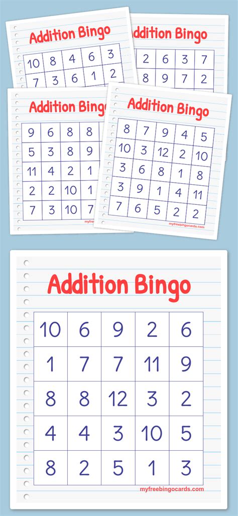 Math Addition Bingo Printable - Carol Jone's Addition Worksheets