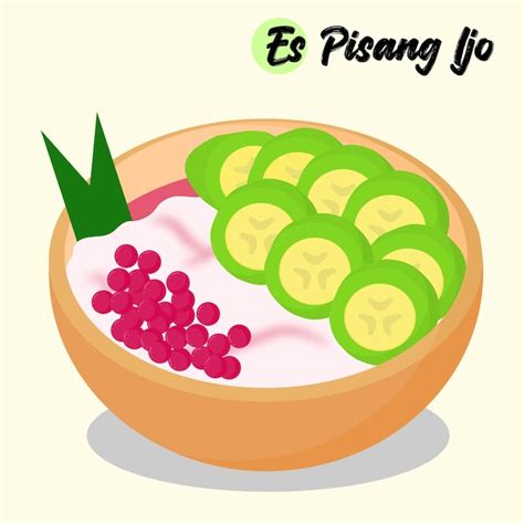 Premium Vector | Flat design illustration of es pisang ijo or green ...