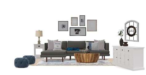 Modern Farmhouse Living Room Set With Solid Wood Coffee Table | Spacejoy