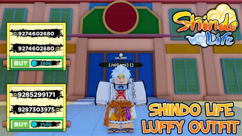 Shindo life Luffy Gear 5th Awaken Outfit Id...Shindo Life Update Roblox - YouTube