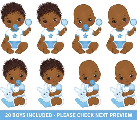 Baby Boy Clipart Vector Baby Clipart, Baby Clipart, Newborn Clipart, African American, Baby ...