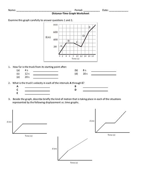 Distance Vs Time Graph Worksheet With Answers - questinspire