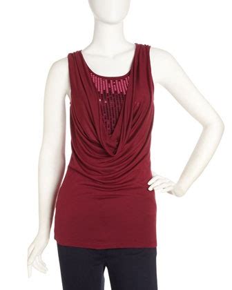 Drape Sequin Cowl Tank, Beetroot by Design History at Last Call by Neiman Marcus. | Tank top ...