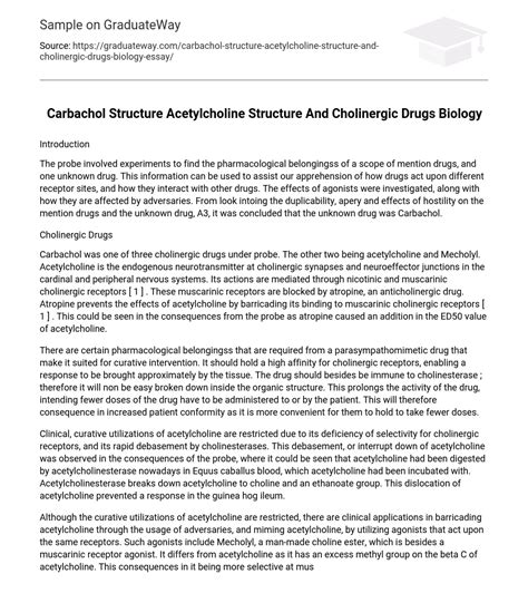 ⇉Carbachol Structure Acetylcholine Structure And Cholinergic Drugs Biology Essay Example ...