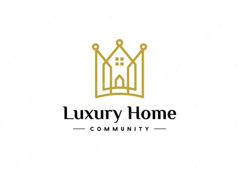 Premium Vector | Illustration modern luxury home with crown sign community logo design