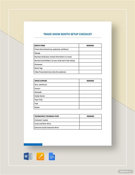 Checklist Trade Show Booth Setup Template in Google Docs, Word, Pages ...