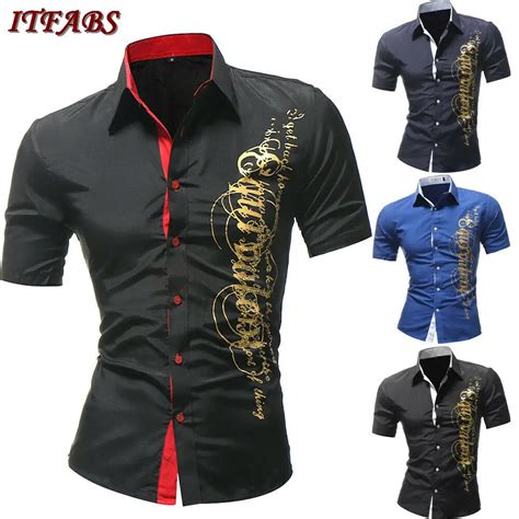 Aliexpress.com : Buy Luxury Men's Button Casual Shirts Slim Fit Short ...