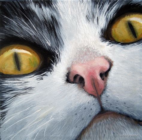 "Cat Eyes - original oil painting cat portrait" by LindaAppleArt | Redbubble