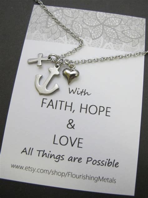 Faith Hope Love Necklace Stainless Steel Cross Anchor - Etsy