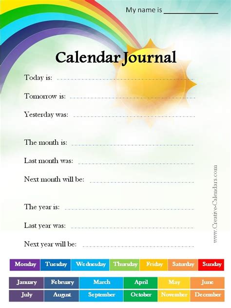 Calendar Worksheets