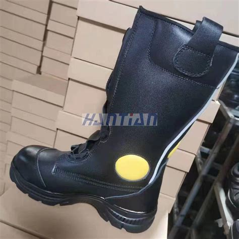 Personal Firefighting Protective Equipment Black Leather Fireman Fire Boots - China Fire Boot ...