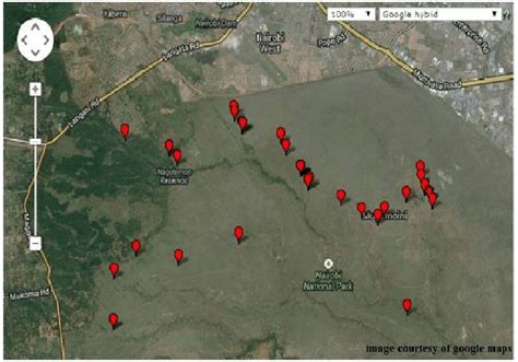 Map of Nairobi National Park showing sample collection points | Download Scientific Diagram