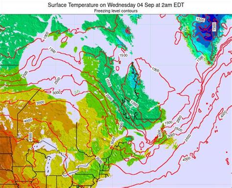 Quebec Surface Temperature on Saturday 18 Sep at 2pm EDT