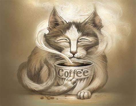 Coffee Cat Painting by Jeff Haynie