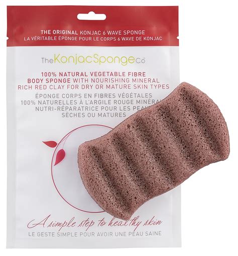 Konjac Sponge 6 Wave Body Sponge, French Red Clay: Amazon.co.uk: Beauty