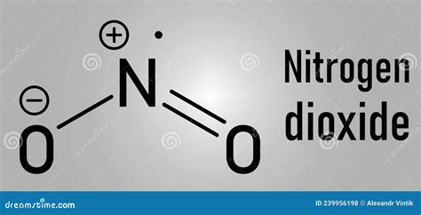 Nitrogen Dioxide NO2 Air Pollution Molecule. Free Radical Compound, Also Known As NOx. Skeletal ...