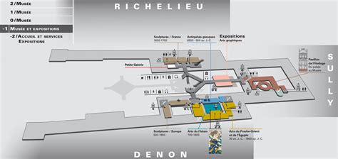 The Louvre Museum Level -1 map - Map of The Louvre Museum Level -1 (France)