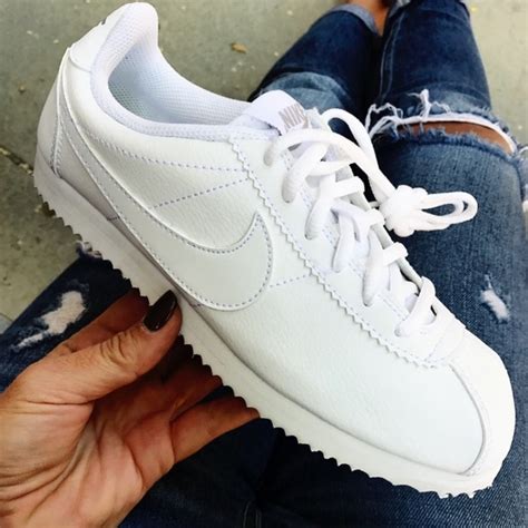 Nike | Shoes | Nike Cortez Leather All White Shoes Womens New | Poshmark