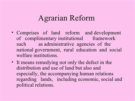 LAND & AGRARIAN REFORM